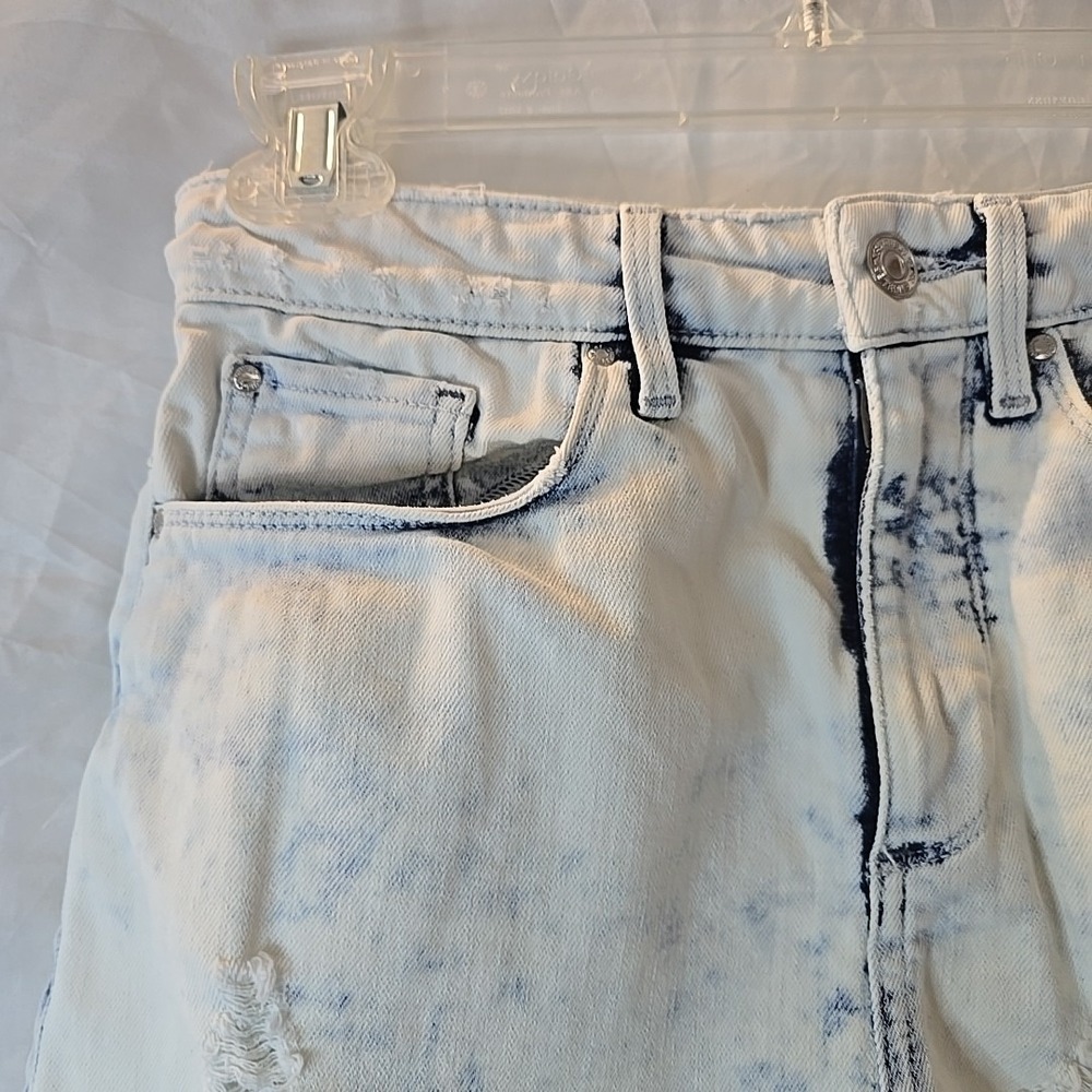 Guess Towel Bleached Denim Shorts Distressed Acid Wash Rough Hem Sz 28 Y2K 90s - Picture 7 of 16